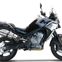 Exhaust compatible with Cf Moto 800 Mt Touring 2022-2024, Dual Titanium, Homologated legal slip-on exhaust including removable db killer and link pipe 