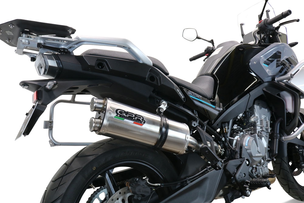 Exhaust compatible with Cf Moto 800 Mt Touring 2022-2024, Dual Titanium, Homologated legal slip-on exhaust including removable db killer and link pipe 