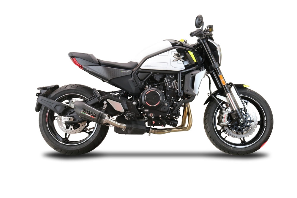 Scarico compatibile con Cf Moto 700 CL-X Heritage 2022-2024, Gpe Ann. Poppy, Scarico omologato, silenziatore con db killer estraibile e raccordo specifico