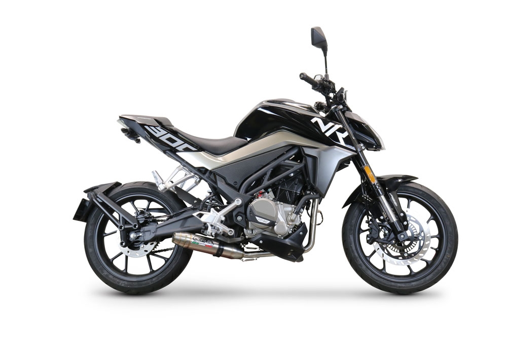 Exhaust compatible with Cf Moto 300 NK 2022-2024, Deeptone Inox, Racing full system exhaust, including removable db killer 