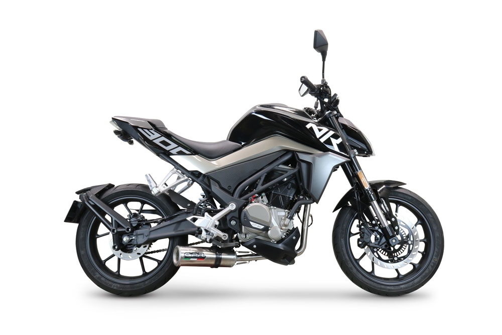 Exhaust compatible with Cf Moto 300 NK 2022-2024, M3 Inox , Homologated legal full system exhaust, including removable db killer and catalyst 
