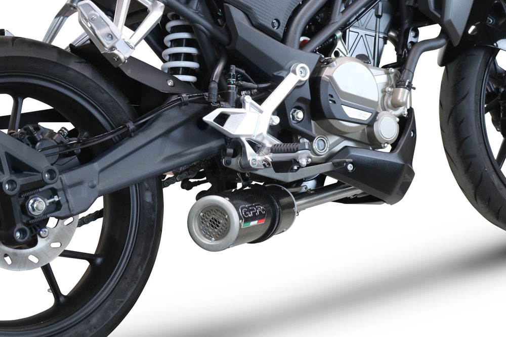 Exhaust system compatible with Cf Moto 300 NK 2022-2024, M3 Poppy , Homologated legal full system exhaust, including removable db killer and catalyst 