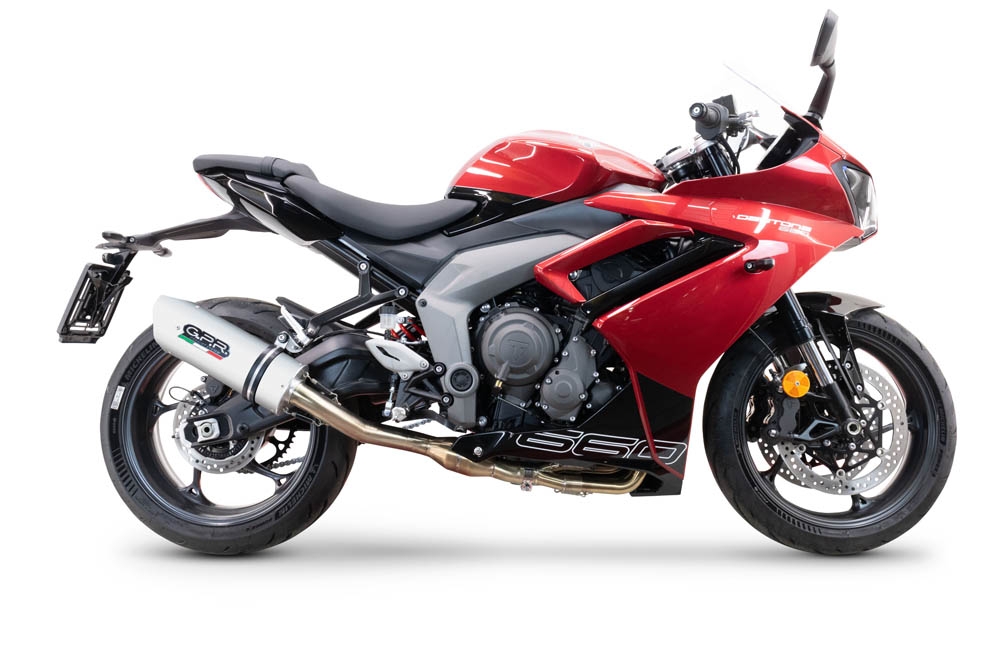 Exhaust compatible with Triumph Daytona 660 2023-2025, Albus Evo4, Homologated legal full system exhaust, including removable db killer and catalyst 