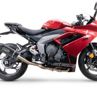 Scarico compatibile con Triumph Daytona 660 2023-2025, Furore Nero, Scarico completo racing, fornito con db killer estraibile e collettore, non conforme per uso stradale