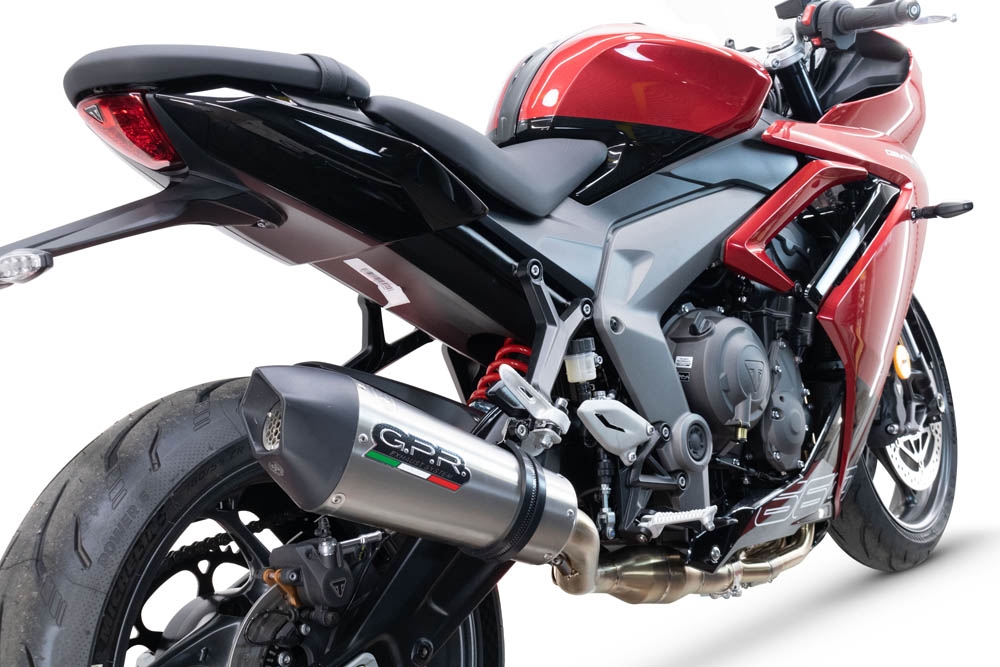 Exhaust compatible with Triumph Daytona 660 2023-2025, GP Evo4 Titanium, Homologated legal full system exhaust, including removable db killer and catalyst 