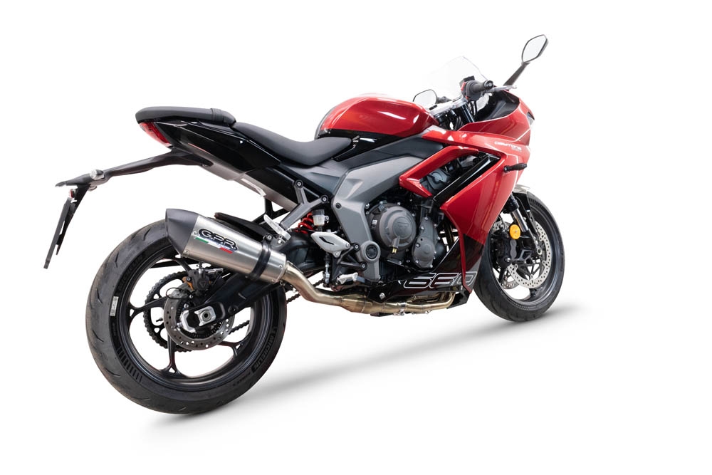 Exhaust compatible with Triumph Daytona 660 2023-2025, GP Evo4 Titanium, Homologated legal full system exhaust, including removable db killer and catalyst 