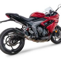 Scarico compatibile con Triumph Daytona 660 2023-2025, Gpe Ann. Black titanium, Scarico completo omologato,fornito con db killer estraibile e collettore