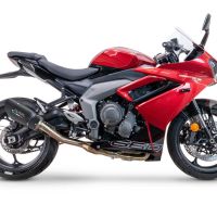 Scarico compatibile con Triumph Daytona 660 2023-2025, Gpe Ann. Black titanium, Scarico completo omologato,fornito con db killer estraibile e collettore