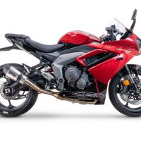 Scarico compatibile con Triumph Daytona 660 2023-2025, Gpe Ann. titanium, Scarico completo omologato,fornito con db killer estraibile e collettore, legale solo per alcuni mercati extracee