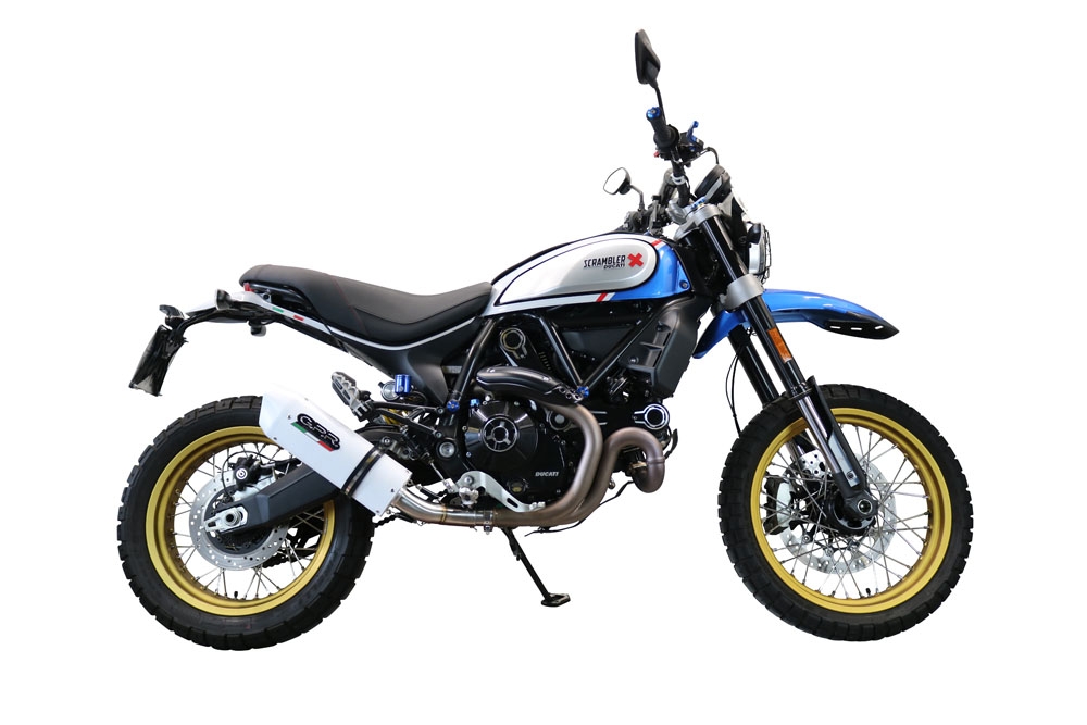 Scarico compatibile con Ducati Scrambler 800 Icon -Icon Dark 2021-2022, Albus Evo4, Terminale di scarico omologato, fornito con db killer estraibile, catalizzatore e raccordo specifico