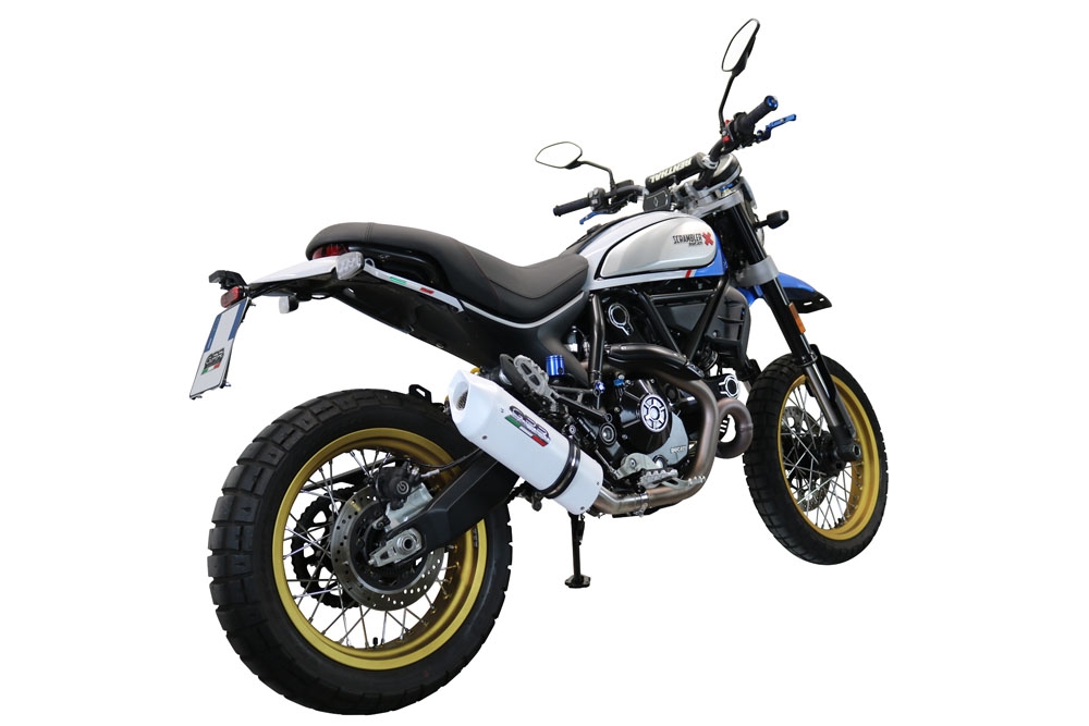 Scarico compatibile con Ducati Scrambler 800 Icon -Icon Dark 2021-2022, Albus Evo4, Terminale di scarico omologato, fornito con db killer estraibile, catalizzatore e raccordo specifico