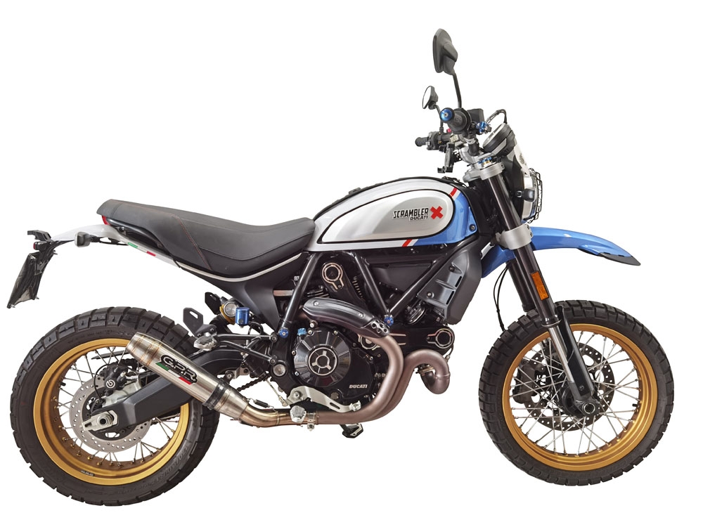 Scarico compatibile con Ducati Scrambler 800 Urban Motard 2021-2023, Deeptone Inox, Terminale di scarico omologato,fornito con db killer estraibile,catalizzatore e collettore