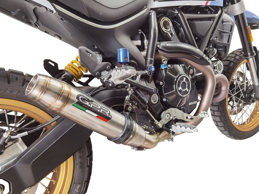Scarico compatibile con Ducati Scrambler 800 Urban Motard 2021-2023, Deeptone Inox, Terminale di scarico omologato,fornito con db killer estraibile,catalizzatore e collettore