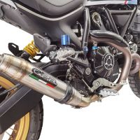 Exhaust system compatible with Ducati Scrambler 800 Icon - Icon Dark 2021-2022, Deeptone Inox, Homologated legal slip-on exhaust including removable db killer, link pipe and catalyst 