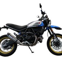 Exhaust system compatible with Ducati Scrambler 800 Icon - Icon Dark 2021-2022, GP Evo4 Titanium, Homologated legal slip-on exhaust including removable db killer, link pipe and catalyst 