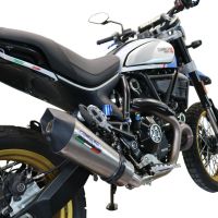 Exhaust system compatible with Ducati Scrambler 800 Icon - Icon Dark 2021-2022, GP Evo4 Titanium, Homologated legal slip-on exhaust including removable db killer, link pipe and catalyst 