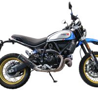 Exhaust system compatible with Ducati Scrambler 800 Icon - Icon Dark 2021-2022, M3 Black Titanium, Homologated legal slip-on exhaust including removable db killer, link pipe and catalyst 