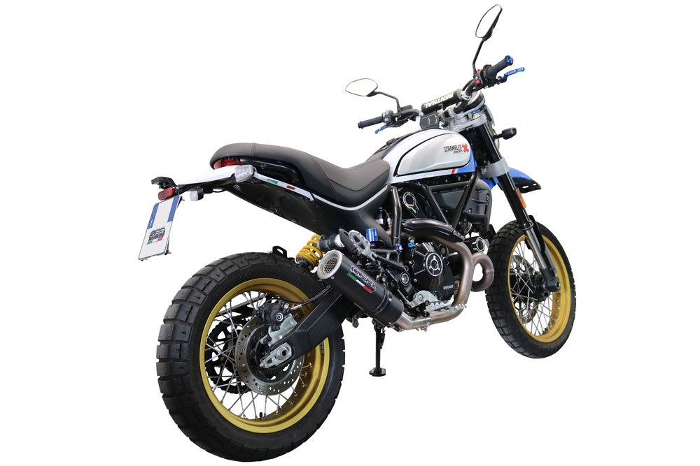 Scarico compatibile con Ducati Scrambler 800 Icon -Icon Dark 2021-2022, M3 Black Titanium, Terminale di scarico omologato,fornito con db killer estraibile,catalizzatore e collettore