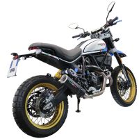 Exhaust system compatible with Ducati Scrambler 800 Desert Sled - DS Fasthouse 2021-2024, M3 Black Titanium, Homologated legal slip-on exhaust including removable db killer, link pipe and catalyst 