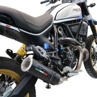 Exhaust system compatible with Ducati Scrambler 800 Desert Sled - DS Fasthouse 2021-2024, M3 Black Titanium, Homologated legal slip-on exhaust including removable db killer, link pipe and catalyst 