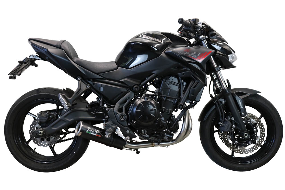 Exhaust system compatible with Kawasaki Z 650 2017-2020, M3 Black Titanium, Homologated legal full system exhaust, including removable db killer and catalyst 