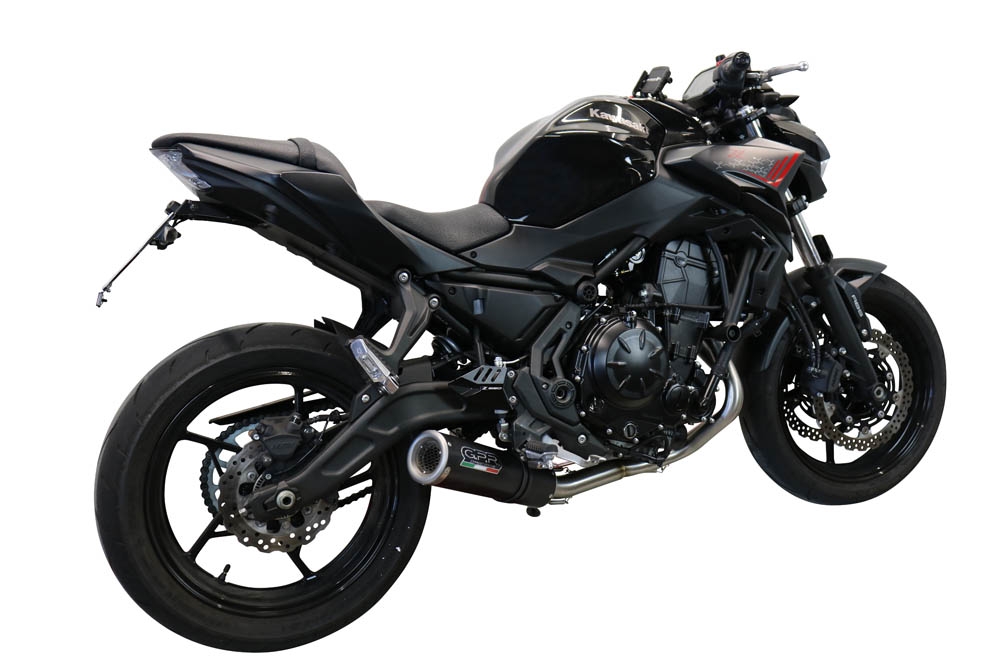 Exhaust compatible with Kawasaki Ninja 650 2021-2022, M3 Black Titanium, Homologated legal full system exhaust, including removable db killer and catalyst 