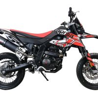 Scarico compatibile con Aprilia Sx 125 2021-2024, Furore Evo4 Nero, Terminale di scarico omologato, fornito con db killer estraibile, catalizzatore e raccordo specifico