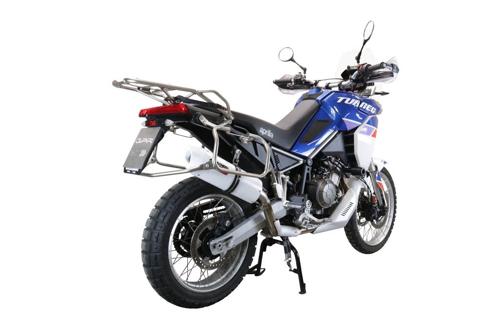 Exhaust compatible with Aprilia Tuareg 660 2021-2024, Albus Evo4, Homologated legal slip-on exhaust including removable db killer and link pipe 