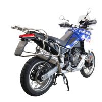 Scarico compatibile con Aprilia Tuareg 660 2021-2024, Dual Inox, Scarico omologato, silenziatore con db killer estraibile e raccordo specifico