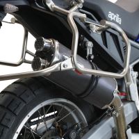 Exhaust system compatible with Aprilia Tuareg 660 2021-2024, Dual Poppy, Homologated legal slip-on exhaust including removable db killer and link pipe 