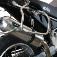 Exhaust system compatible with Aprilia Tuareg 660 2021-2024, Satinox , Homologated legal slip-on exhaust including removable db killer and link pipe 