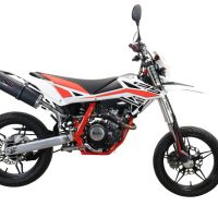 Exhaust system compatible with Beta RR 125 4T Enduro 2019-2020, Furore Evo4 Nero, Homologated legal slip-on exhaust including removable db killer, link pipe and catalyst 