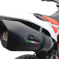 Exhaust system compatible with Beta RR 125 4T Enduro 2019-2020, Furore Evo4 Nero, Homologated legal slip-on exhaust including removable db killer, link pipe and catalyst 