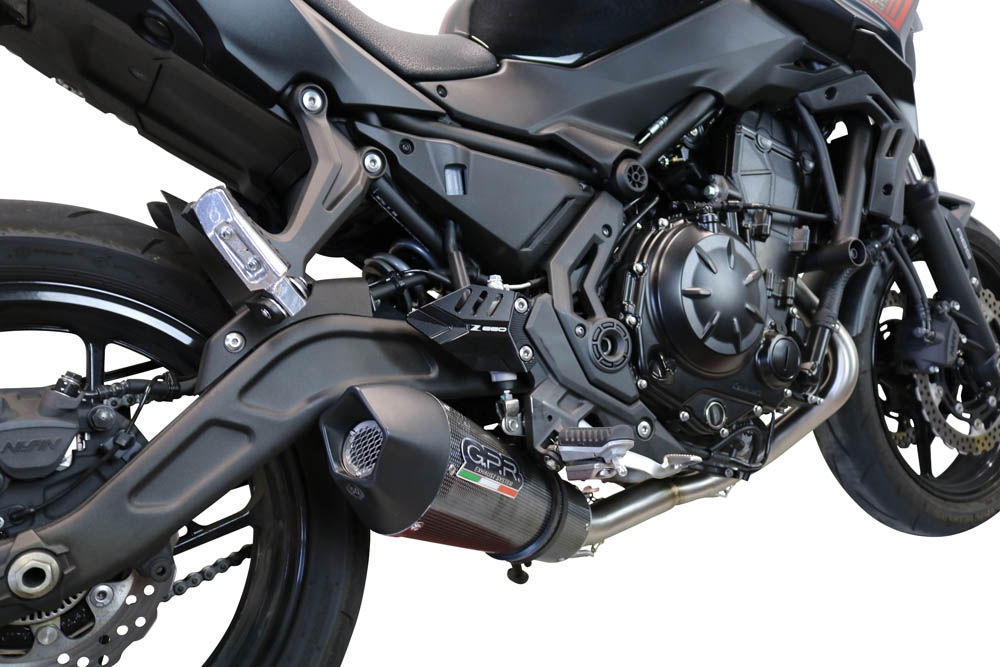 Exhaust system compatible with Kawasaki Ninja 650 2017-2020, GP Evo4 Poppy, Homologated legal full system exhaust, including removable db killer and catalyst 