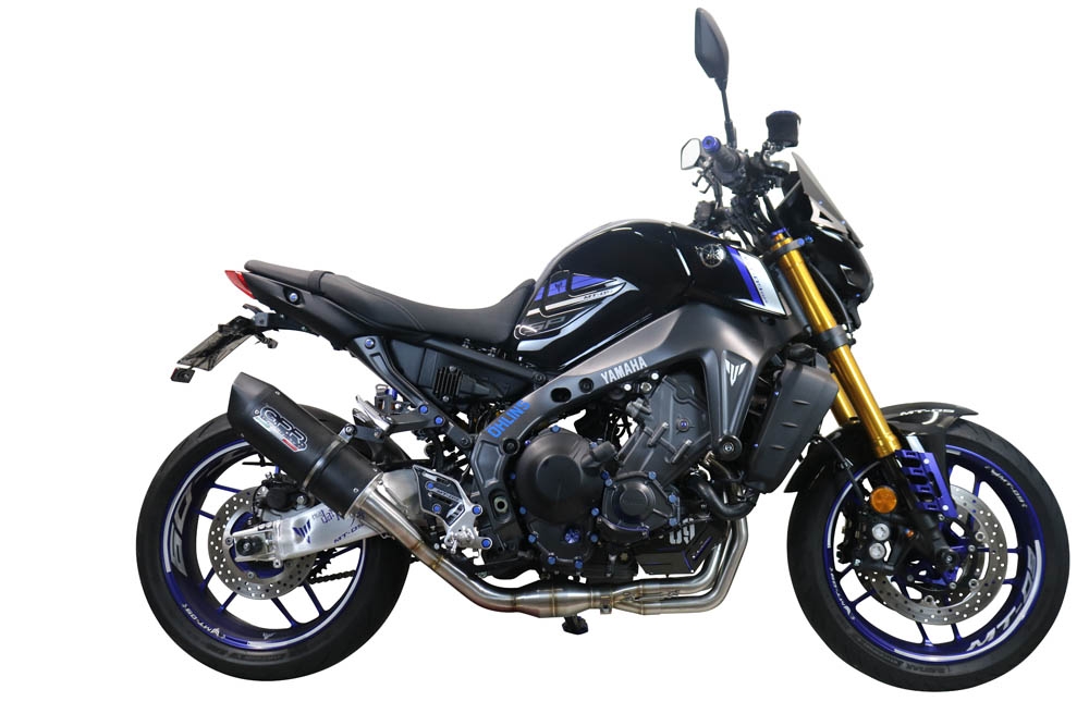 Exhaust system compatible with Yamaha Mt-09 2021-2024, Furore Evo4 Nero, Homologated legal full system exhaust, including removable db killer and catalyst 