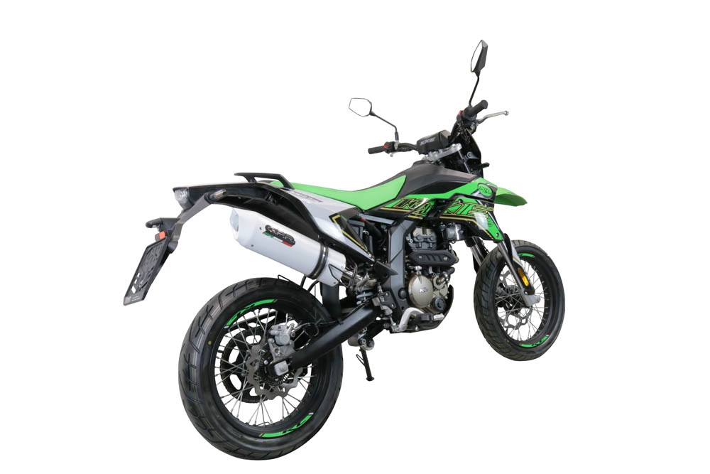 Exhaust compatible with KL MOTOR KXE 125 2022-2023, Albus Evo4, Homologated legal slip-on exhaust including removable db killer, link pipe and catalyst 
