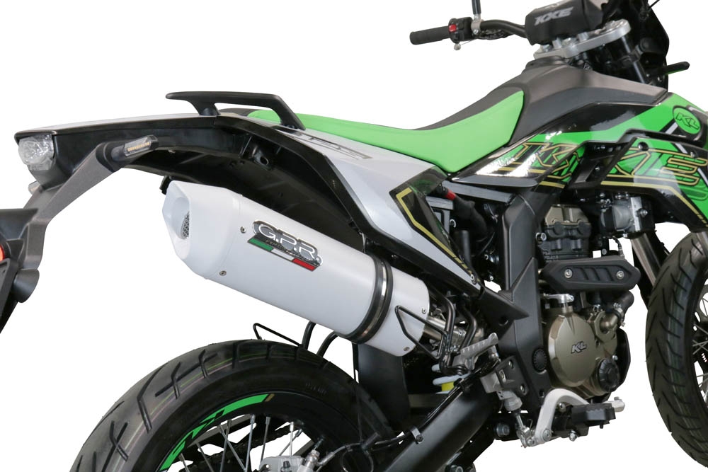 Exhaust compatible with KL MOTOR KXE 125 2022-2023, Albus Evo4, Homologated legal slip-on exhaust including removable db killer, link pipe and catalyst 
