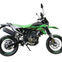Exhaust compatible with KL MOTOR KXE 125 2022-2023, Furore Evo4 Nero, Homologated legal slip-on exhaust including removable db killer, link pipe and catalyst 