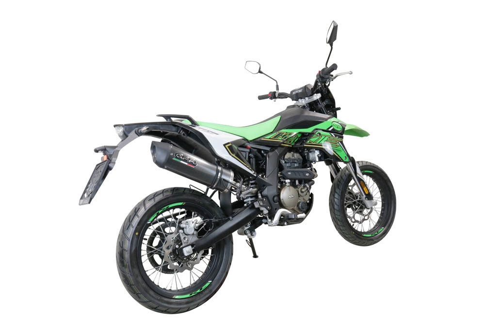 Exhaust compatible with KL MOTOR KXE 125 2022-2023, Furore Evo4 Poppy, Homologated legal slip-on exhaust including removable db killer, link pipe and catalyst 
