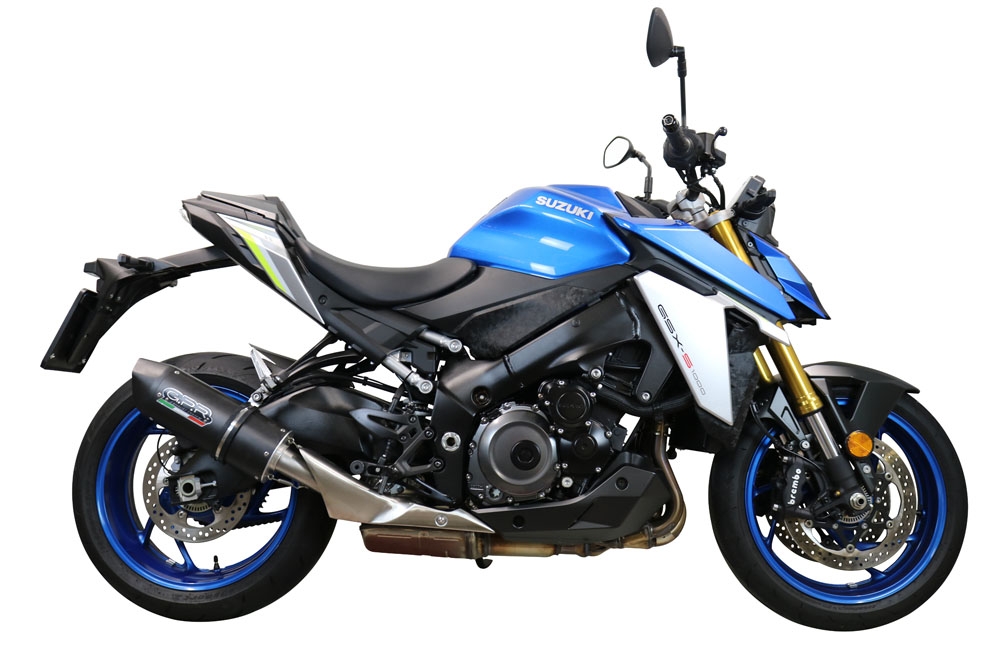 Exhaust system compatible with Suzuki Gsx-S 1000 2017-2020, Furore Evo4 Nero, Homologated legal slip-on exhaust including removable db killer and link pipe 