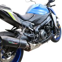 Exhaust system compatible with Suzuki Gsx-S 1000 2017-2020, Furore Evo4 Nero, Homologated legal slip-on exhaust including removable db killer and link pipe 