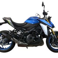 Exhaust system compatible with Suzuki Gsx-S 1000 2015-2016, M3 Titanium Natural, Homologated legal slip-on exhaust including removable db killer and link pipe 