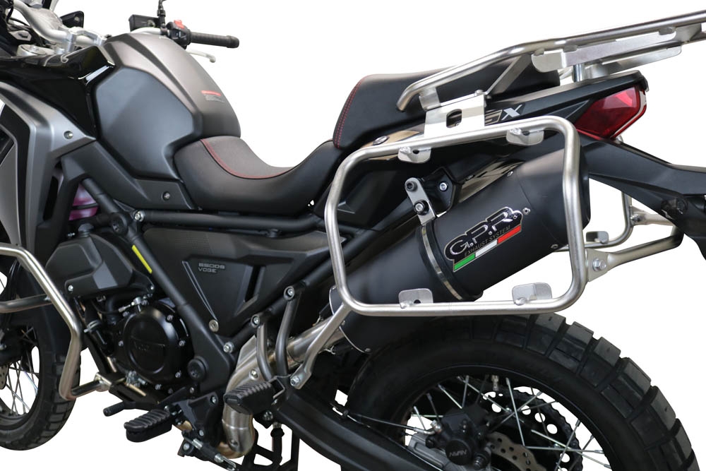 Scarico compatibile con Voge 650DSX 2021-2024, Furore Evo4 Nero, Terminale di scarico omologato,fornito con db killer estraibile,catalizzatore e collettore