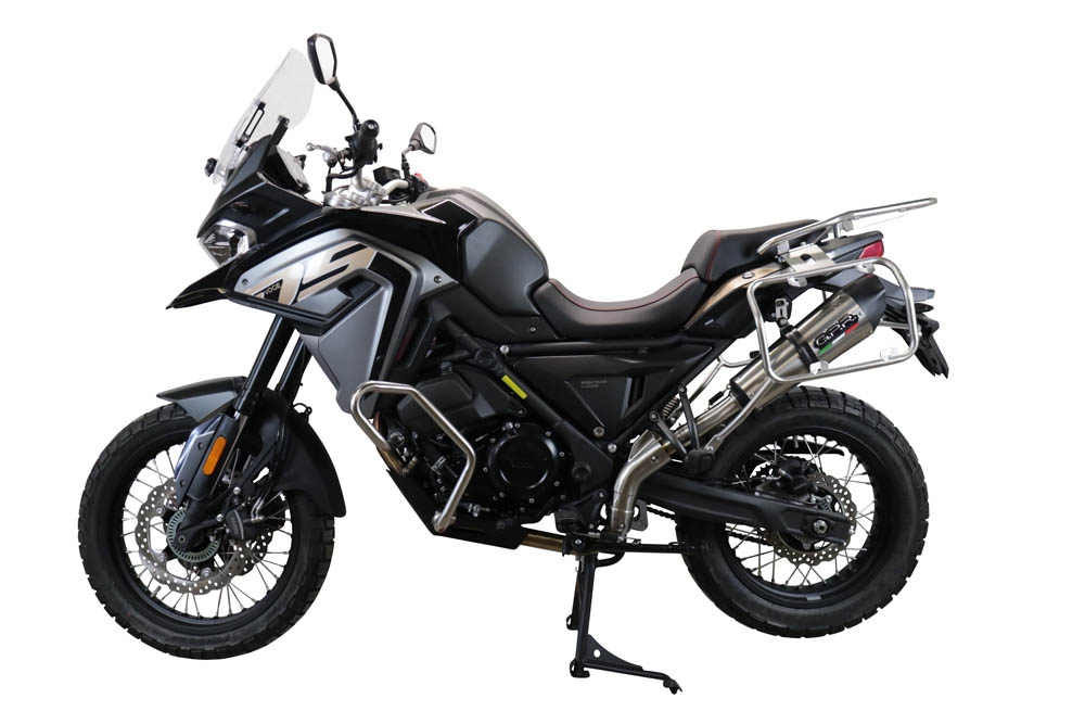 Scarico compatibile con Voge 650DSX 2021-2024, GP Evo4 Titanium, Terminale di scarico omologato,fornito con db killer estraibile,catalizzatore e collettore