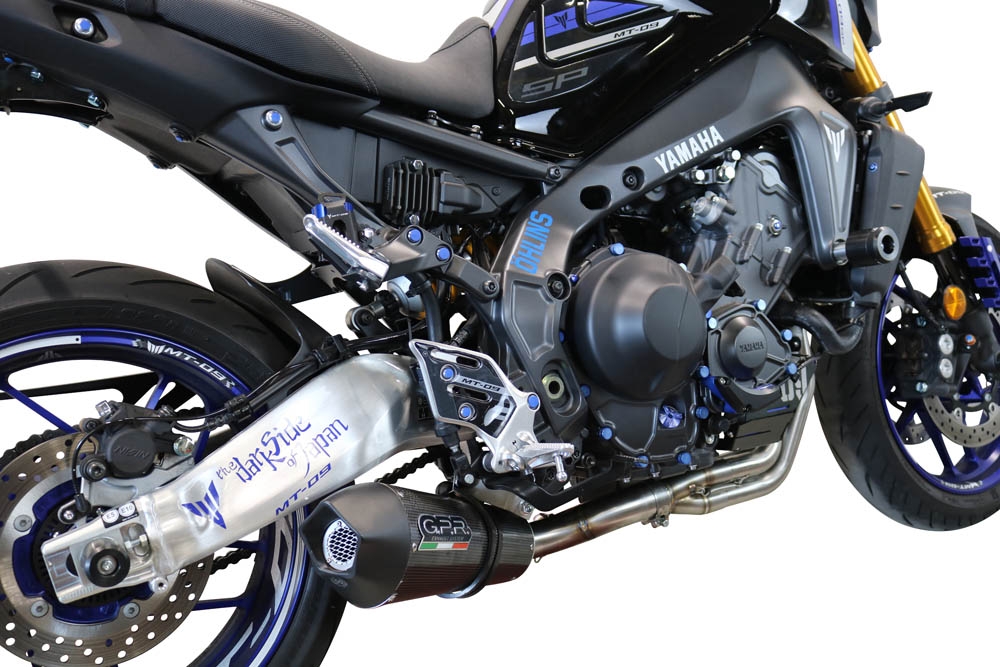 Scarico compatibile con Yamaha Mt-09 2021-2024, Gpe Ann. Poppy, Scarico completo omologato,fornito con db killer estraibile e collettore, legale solo per alcuni mercati extracee