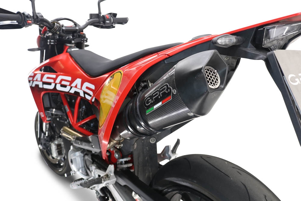 Exhaust compatible with Gas Gas SM 700 2023-2024, GP Evo4 Poppy, Homologated legal slip-on exhaust including removable db killer, link pipe and catalyst 