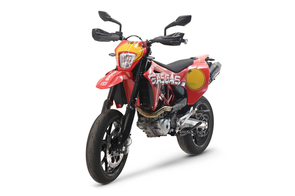 Exhaust compatible with Gas Gas SM 700 2023-2024, GP Evo4 Poppy, Homologated legal slip-on exhaust including removable db killer, link pipe and catalyst 