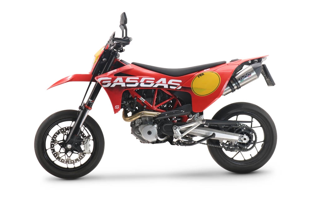 Scarico compatibile con Gas Gas ES 700 2023-2024, GP Evo4 Titanium, Terminale di scarico omologato, fornito con db killer estraibile, catalizzatore e raccordo specifico