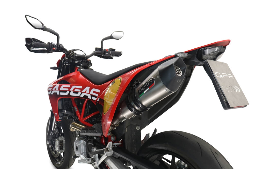 Scarico compatibile con Gas Gas ES 700 2023-2024, GP Evo4 Titanium, Terminale di scarico omologato, fornito con db killer estraibile, catalizzatore e raccordo specifico