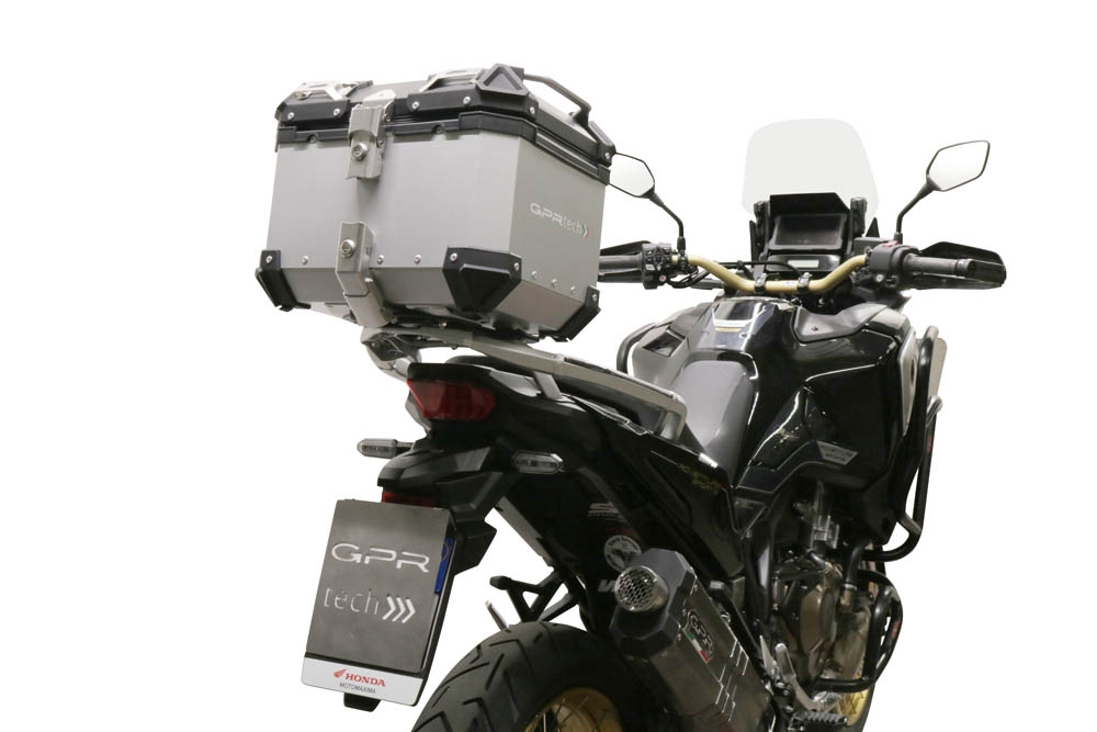 TOP CASE - BAULETTO GPR TECH COMPATABILE CON Honda Crf 1100 L Africa Twin 2020/2024 e5 GPR TECH BAULETTO TOP CASE ALPI-TECH 35 LT. COLORE ARGENTO CON PIASTRA SPECIFICA 
